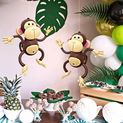 2pcs Inflatable Monkey Balloons, Party Decorations For Slaughter Festival, Monkey, Animal, Forest, Holiday, Birthday, Camping, Outdoor Theme Party And Celebration Events, Christmas