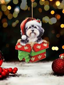 Ornements avec motif de chien de Noël, boîte-cadeau, charms de chiens suspendus, décoration de sapin de Noël, décoration de Noël pour les amateurs d'animaux de compagnie, décoration de Noël Décoration intérieure 2024 Bonne année 2025 Cadeaux, Noël