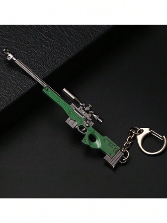 1个男士礼物黑色便携式装饰道具武器钥匙扣，趣味礼物，适合用作汽车钥匙扣、父亲节礼物、包包装饰、朋友礼物、游戏合金枪模型钥匙扣
