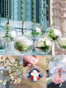 10pcs Transparent Fillable Ornament Balls, 3 Assorted Sizes, Plastic Acrylic Craft Balls For DIY Party Decorations - Clear - View 7