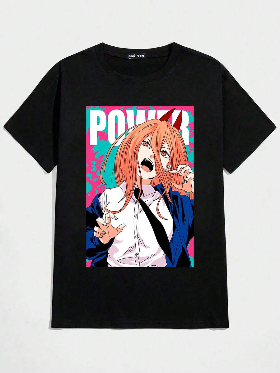 Anime Chain T-Shirt Unisex 100% Cotton Streetwear New Release Shipping Various Colors!! - 黑色 - 查看 1