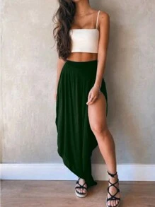 V-Neck Pencil Skirt Made Of Bamboo Fiber With Perfect Fit - 軍綠色 - 查看 2