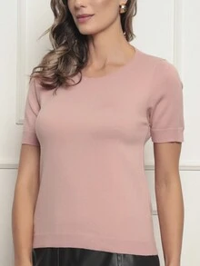 NEW MODEL WOMEN'S REGULAR SHORT SLEEVE CREW TOP - 杏色 - 查看 4