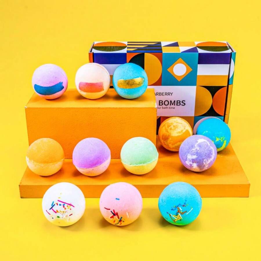 12pcs Bath Salts Bath Bombs, Color Split Art Series, 12 Different Fragrances, Bring Different Bathing Experiences, Use Bath Salt Balls For Bathing, Enjoy Bathing Time During Holidays - quantity - View 1
