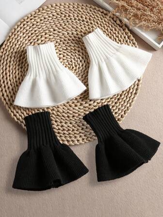 1 Pair Women's Plain Color Flared Cuffs Detachable Faux Sleeves