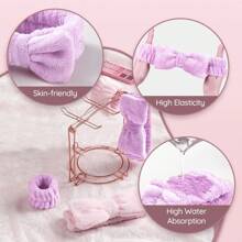 8 Pcs  Spa Headband For Washing Face And Makeup Bridesmaid Proposal Gifts For Women Coral Fleece Skincare Headbands Elastic Bow Head  Women Cute Bow Head Bands (White,Pink, Blue, Purple, Black, Gray, Curry)