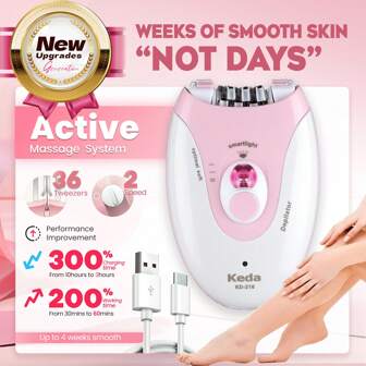 女士脱毛器/脱毛仪，适用于女性腋下脱毛，无线设计，可充电，快速充电，圣诞礼物，送给爱人的最佳礼物