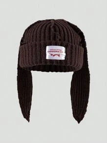 1 pièce Bonnet en tricot à oreilles de lapin style Loverboy unisexe, adapté pour les fêtes de rue, l'utilisation en extérieur pendant les saisons d'automne et d'hiver