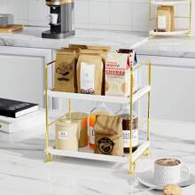 2-Tier Bathroom Counter Organizer, Tool-Free Installation Premium Plastics Makeup Skincare Shelf Perfume Stand For Bathroom Vanity Dresser Organizers And Storage (Gold) - Vàng - Xem 4