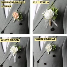 白玫瑰婚礼新娘新郎伴娘伴郎父母胸花婚礼姐妹腕花 1 件，情人节，礼物