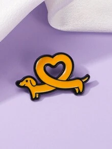 1 Pieza Broche de esmalte con diseño de lindo perro salchicha de dibujos animados, accesorio creativo con forma de corazón animal, insignia de solapa, accesorio para mochila, ropa, sombrero, Día de San Valentín, vestido de San Valentín, accesorio para ropa, bolso, encanto, escuela, oficina, camisas, chaquetas, joyería, Navidad, Halloween