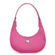 Women's Half Moon Tote Shoulder Bag Small Sophisticated - Hot Pink - View 1