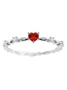 1 pièce Bague avec strass en forme de cœur, style élégant et raffiné. Version coréenne mode, tout-aller, de haute qualité, style luxueux Ins, cadeau idéal pour la St-Valentin, la Fête des Mères, Noël, Nouvel An. Accessoire de choix pour un port quotidien pour les femmes.