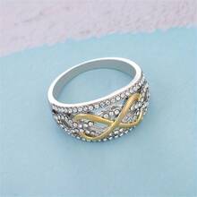 1 pieza Anillo de diseño de infinito "8" de dos colores de moda, anillo de compromiso y boda, joyería regalo para mujeres