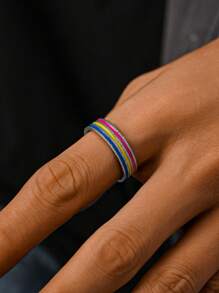 1 pièce Anneau pour homme en acier inoxydable à motif tricolore rayé, bijou pour la fierté gaie