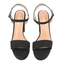 Women's Denim Platform Heels Open Toe Ankle Strap Chunky High Heel Sandals Block Heel Platfrom High Heeled Sandals Summer Spring Easter Prom Shoes Heels - 黑色 - 查看 3
