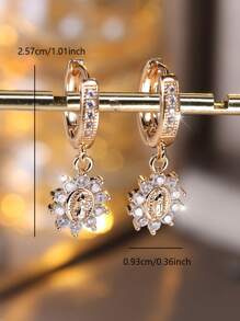 Vanel 2pcs Luxury Classic Copper Alloy Inlaid White Cubic Zirconia Virgin Mary Pendant Earring Set, Suitable For Women Engagement/Wedding Decoration - earring - View 4