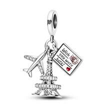 1pc Silver Color I Love Traveling Plane Tower Camera Passport Hot Air Balloon Pendent Charm Fit Bracelet Necklace Beads For DIY Jewelry Making Keepsake Gift For Girl Friend