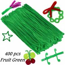 400 piezas Limpiapipas flexibles de chenilla verde, limpiapipas verdes surtidos, tallos de chenilla versátiles, fácil de retorcer y doblar, manualidades hechas a mano para flores de tulipán, hojas, animales, árbol de Navidad, regalos para el Día de la Madre y proyectos creativos - Perfecto para entusiastas de las artes y manualidades, proyectos navideños y limpieza - Juego duradero, plegable y colorido