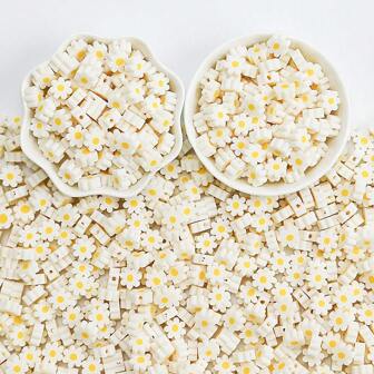 30/50/100 件 9 毫米可爱白色雏菊珠聚合物粘土珠子用于制作珠宝 DIY 手链项链耳环工艺配件