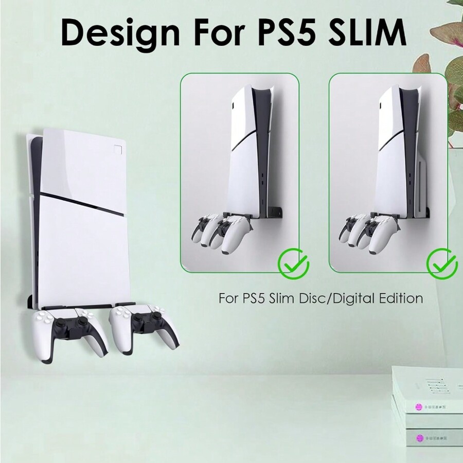 Support mural pour rangement PS5 Slim, support mural pour console de jeu et organisateur de