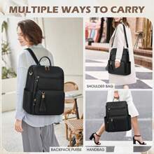 Backpack Purse For Women Leather Travel Backpack Purse Waterproof Anti Theft Fashion Small Casual Daypacks Mini Backpack Purse Ladies Convertible Shoulder Bag Travel Bag With Tassel, School Backpack - Black - View 6