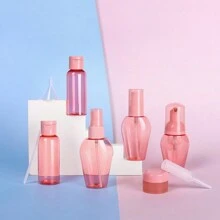 6 szt. pustych czerwonych/niebieskich butelek podróżnych na kosmetyki do siłowni, zatwierdzona przez TSA, 50 ml szczelne, wyciskane do toniku, szamponu, odżywki, balsamu, żelu pod prysznic z etykietą, lejkiem, łyżką do kremu, biuretą i torbą kosmetyczną
