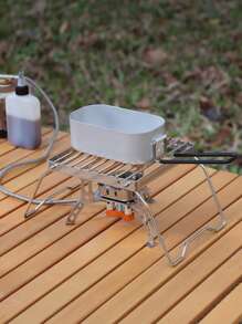 1 pieza Rejilla plegable vertical de acero inoxidable con diseño, soporte para barbacoa, apta para barbacoa al aire libre, calentador de agua, hornillo plegable para camping, parrilla para barbacoa, cocina de camping para té, estufa de acero inoxidado para uso doméstico interior, estufa de carbón para barbacoa