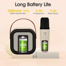 Portable Bluetooth Speaker With 2 Microphones For Karaoke - 白色 - 查看 3