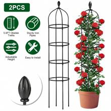 2 Packs Garden Obelisk Trellis 5.9FT Plants Tower For Climbing Plants Flower Vegetable Vine Support Rustproof Garden Plant Trellis Black Outdoor Decor