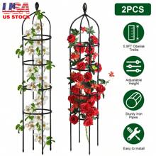 2 Packs Garden Obelisk Trellis 5.9FT Plants Tower For Climbing Plants Flower Vegetable Vine Support Rustproof Garden Plant Trellis Black Outdoor Decor