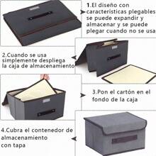 6 Unidades Cajas Organizadoras De Tela Plegables Con Tapas - Gris - Ver 3