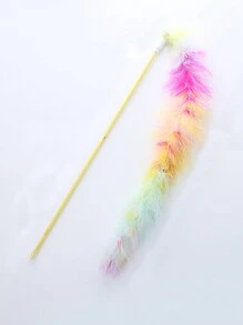1pc/3pcs Colorful Fake Feather Cat Teaser Wands With Bell On PVC Handle