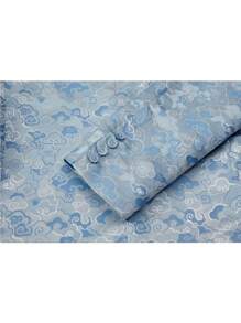 Men's Jacquard Crafted Casual Blazer Jacket Spring And Autumn Slim Fit Thin Suit - Blue - View 4