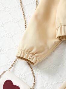 Tween Girl Casual Plush Jumpsuit With Loose Fit Pants - Khaki - View 4