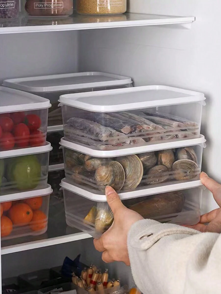 5Pcs/1pc Transparent Food Storage Container, Hand Washed, Plastic Fresh-Keeping Box, Multi-Purpose, Flip Cover, Microwave Safe, Rectangular, Stackable And Reusable, With Lid, Suitable For Kitchen Storage - Sealable Container For Grains, Meat, Fruits And Vegetables, Refrigerator Storage Box With Lid, Fruit And Food Sorting Box, Space Saving, Suitable For Kitchen, Outdoor Picnic ﻿