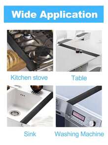 1pc Silicone High-Temperature Resistant Kitchen Gap Strip, Oil And Dirt Resistant Gas Stove Gap Soft Sealing Strip Kitchen Items Kitchen Accessories Kitchen Tools - Default - View 7