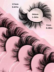 7 Pairs Asiteo Luxury Faux Mink Eyelashes, 8D Natural Cat Eye Effect, Reusable, Comfortable Wear, Suitable For All Occasions - 眼尾拉長款 - 查看 6