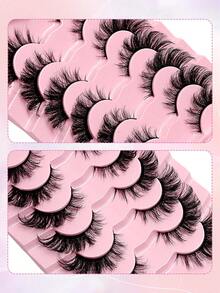 7 Pairs Asiteo Luxury Faux Mink Eyelashes, 8D Natural Cat Eye Effect, Reusable, Comfortable Wear, Suitable For All Occasions - 眼尾拉長款 - 查看 2