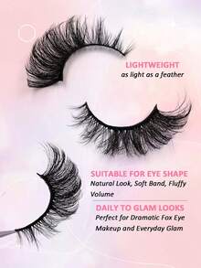 7 Pairs Asiteo Luxury Faux Mink Eyelashes, 8D Natural Cat Eye Effect, Reusable, Comfortable Wear, Suitable For All Occasions - 眼尾拉長款 - 查看 5