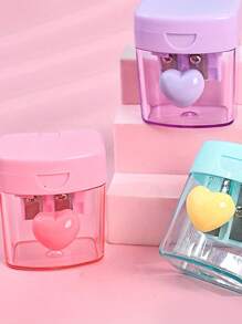 1 pieza Sacapuntas de color macaron, sacapuntas de doble orificio transparente, sacapuntas con tapa, adecuado para la escuela, imprescindible para la temporada de regreso a clases, regalo para estudiantes