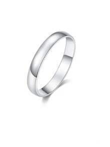 1個極簡主義925純銀亮面女戒指,求婚、婚禮、周年紀念禮物 - 銀色 - 查看 5