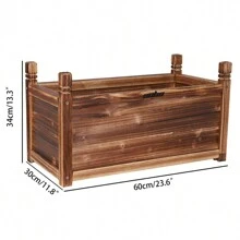 UNHO Wood Planter Box Outdoor Raised Planter Beds Large Patio Containers For Flowers Vegetables S/M/L - 棕色 - 查看 6
