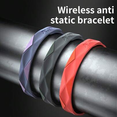 1 pieza Brazalete antiestático de 24 cm de longitud, brazalete de silicona con forma de rombo con iones negativos en negro, rojo, azul para hombres y mujeres, muñequera de equilibrio energético para deportes al aire libre