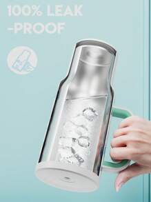 Meoky 40oz Handled Straw Vacuum Insulated Water Bottle, Stainless Steel Insulated Travel Mug With Lid And Straw, 100% Leak Proof, Keeps Cold For 34 Hours Or Hot For 10 Hours (Glow In The Dark Ocean Animal Pattern) - White - View 3