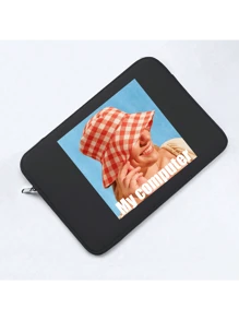 1pc 13-Inch DIY Print Laptop Sleeve, Minimalist Briefcase, Laptop Protective Case, Laptop Commuter Briefcase, Document Storage Bag - Black - View 3