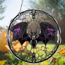 5.9-Inch Spooky Bat Shaped Acrylic Suncatcher, Colorful Glass Style Window Hanging, Perfect For Halloween Decor And Party Favor - Multicolor - View 4
