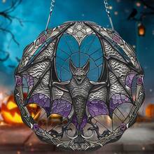 5.9-Inch Spooky Bat Shaped Acrylic Suncatcher, Colorful Glass Style Window Hanging, Perfect For Halloween Decor And Party Favor - Multicolor - View 2