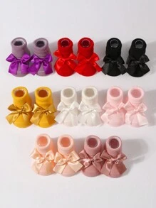 3 đôi/8 đôi tất công chúa chống trượt mềm mại cao đến bắp chân cho bé gái, phụ kiện cho trẻ sơ sinh - Nhiều màu - Xem 2