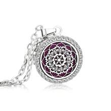 Collier pendentif d'aromathérapie en cristal Médaillon à fleurs de l'arbre de vie ouvert Collier de parfum Diffuseur d'huiles essentielles Bijoux Pendentifs strass Colliers d'arôme